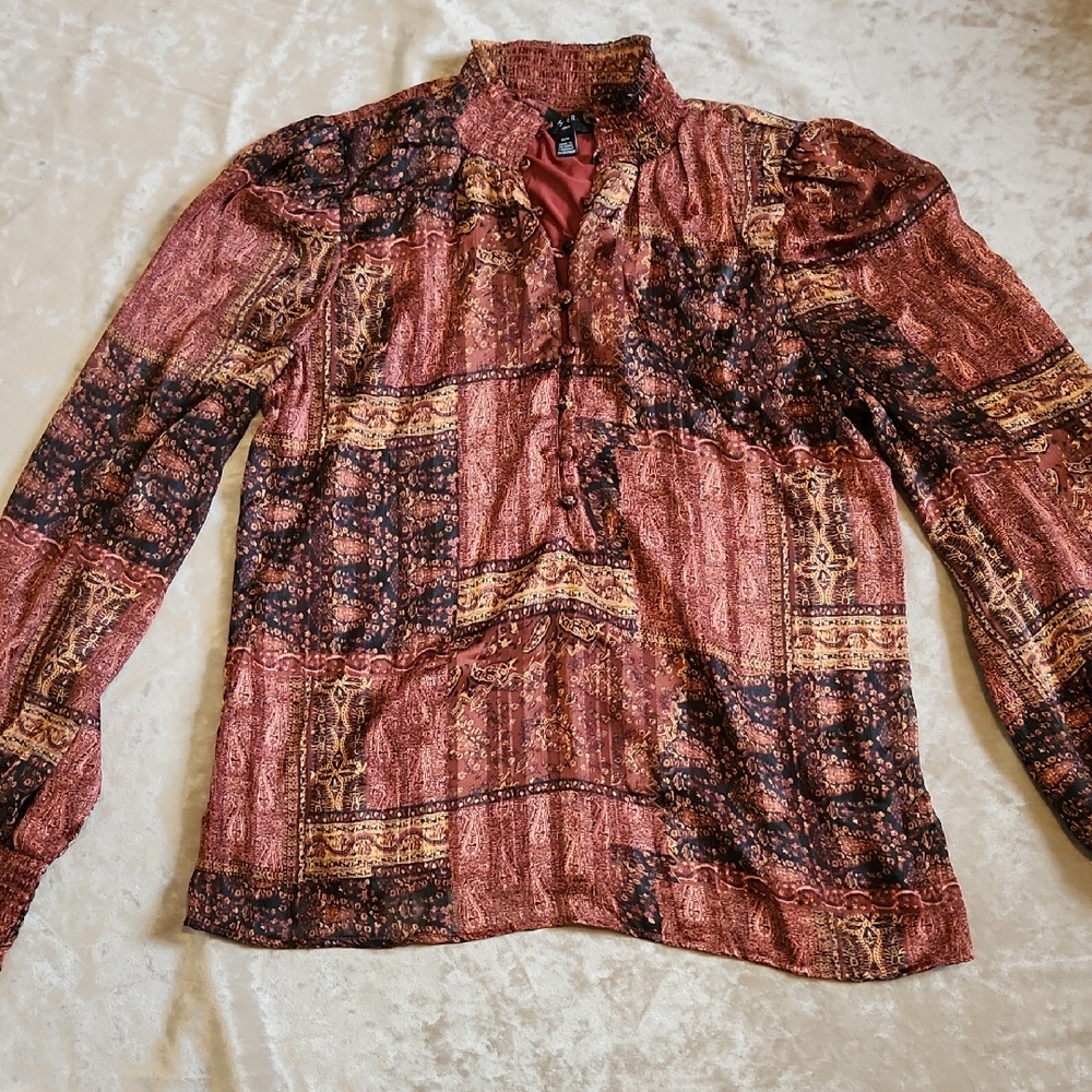 Bohemian Long Sleeve Blouse Sz Med
